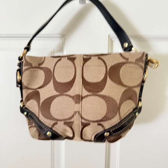 Coach Small Beige Brown Jacquard Shoulder Top handle bag - Picture 1 of 13